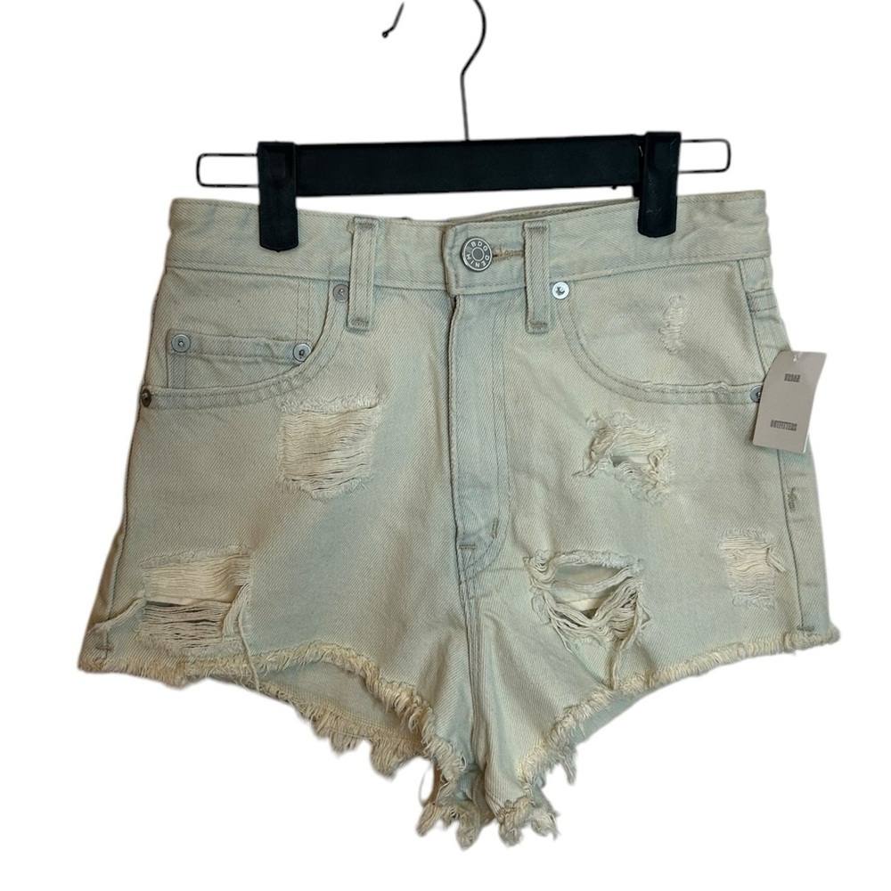Nwt BDG Pale Blue Cheeky Super High Rise Distressed Denim Shorts